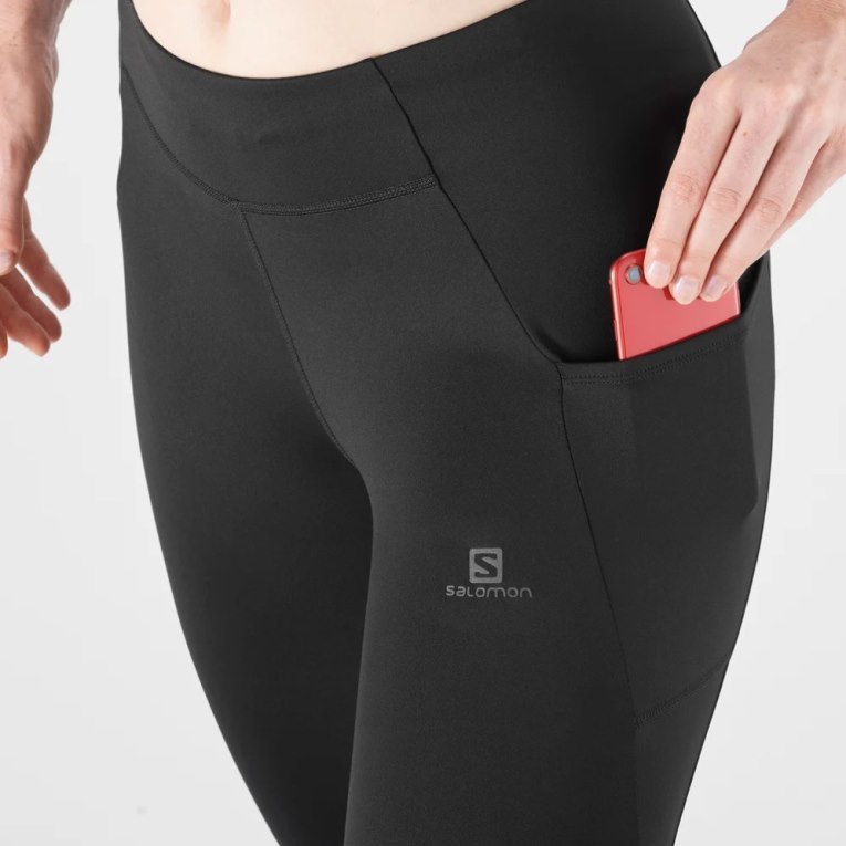 Black Salomon Cross Run 25'' Women's Running Tights | IE KV9842